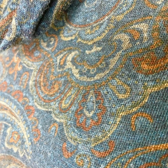 CHICOāS COWL NECK KERCHIEF HIGH LOW HEM LONG SLEEVEā PAISLEY KNIT TOP BB153 - Picture 4 of 9